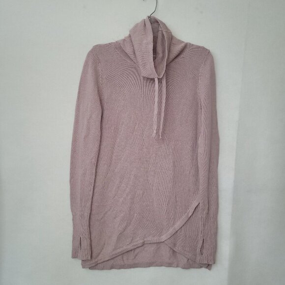 Dakini Sweater Women S Rose Pink Drawstring Cowlneck Long Sleeve Tunic Thumbhole - Picture 2 of 12